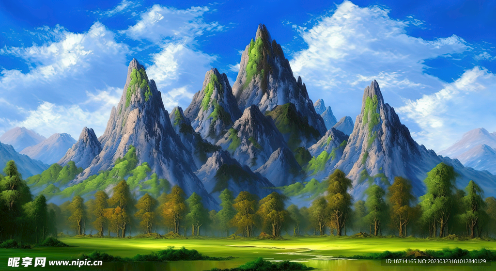油画山林