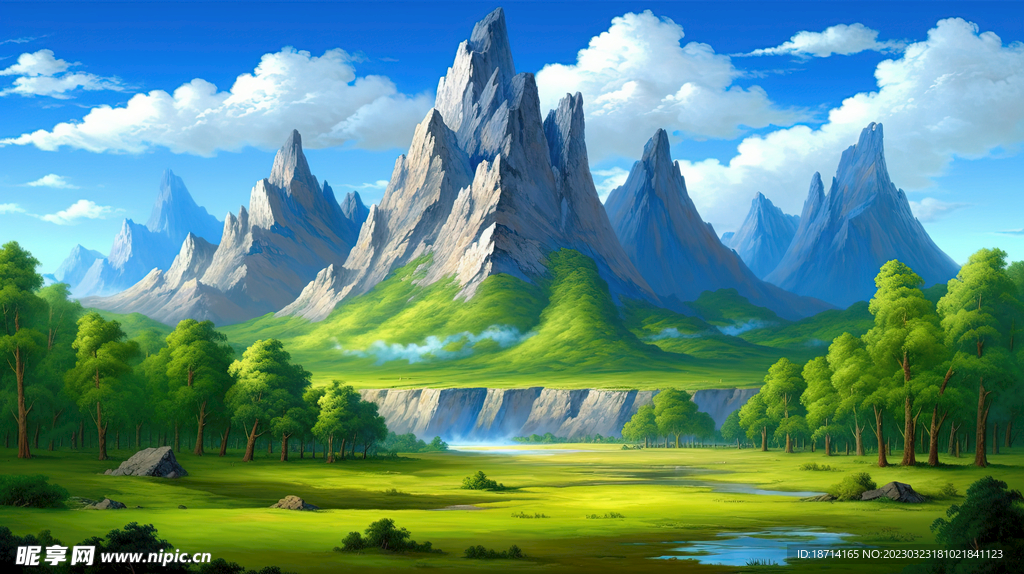 油画山林