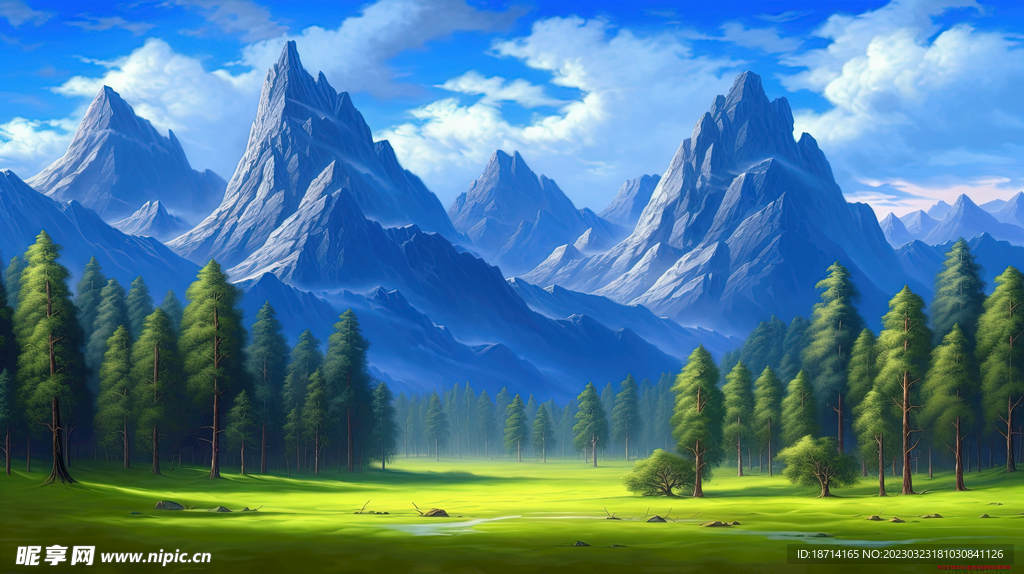 油画山林