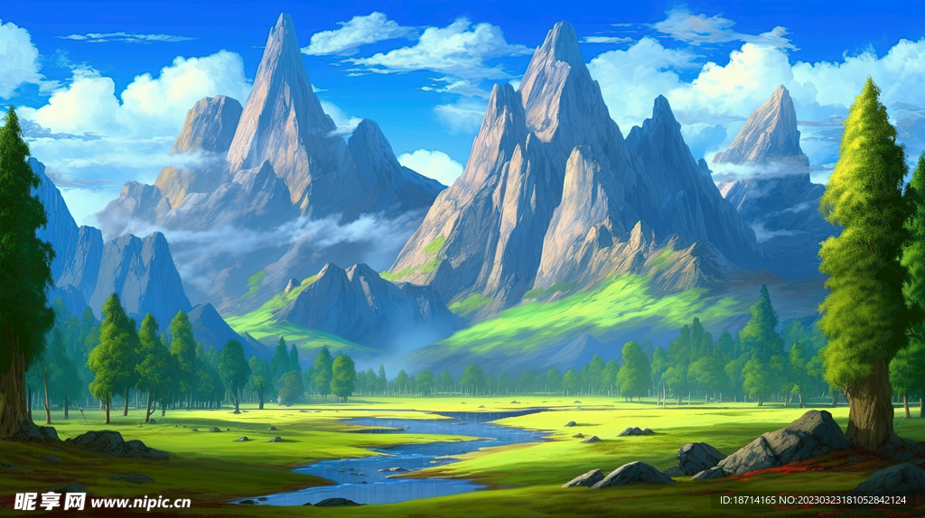 油画山林