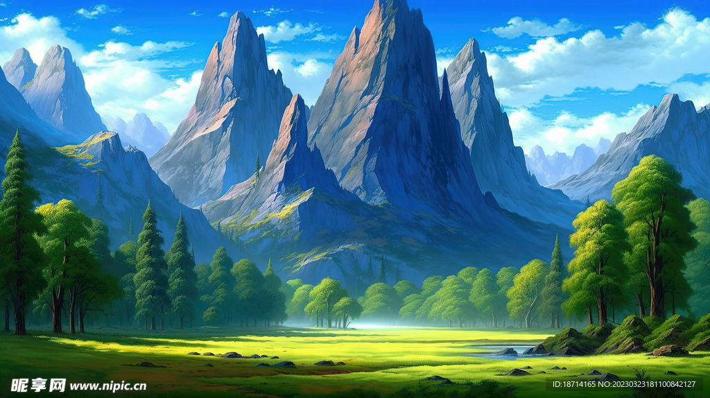 油画山林