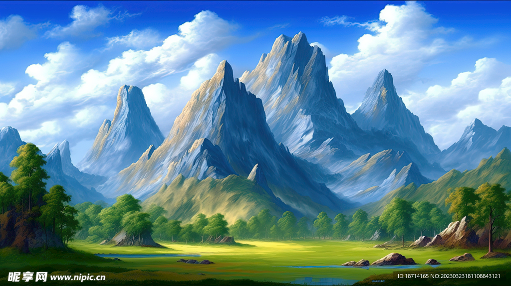 油画山林