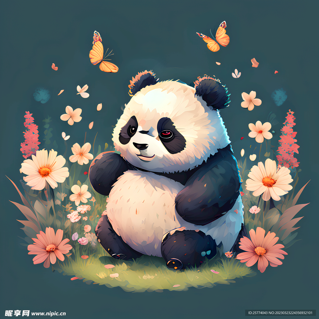 卡通插画熊猫