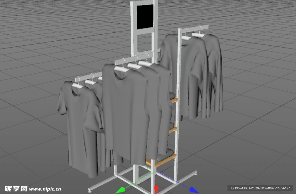 C4D模型超市服装货架