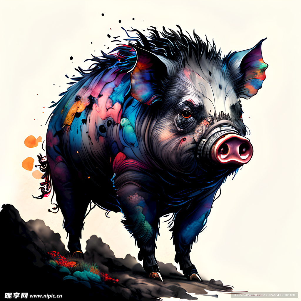 野猪插画