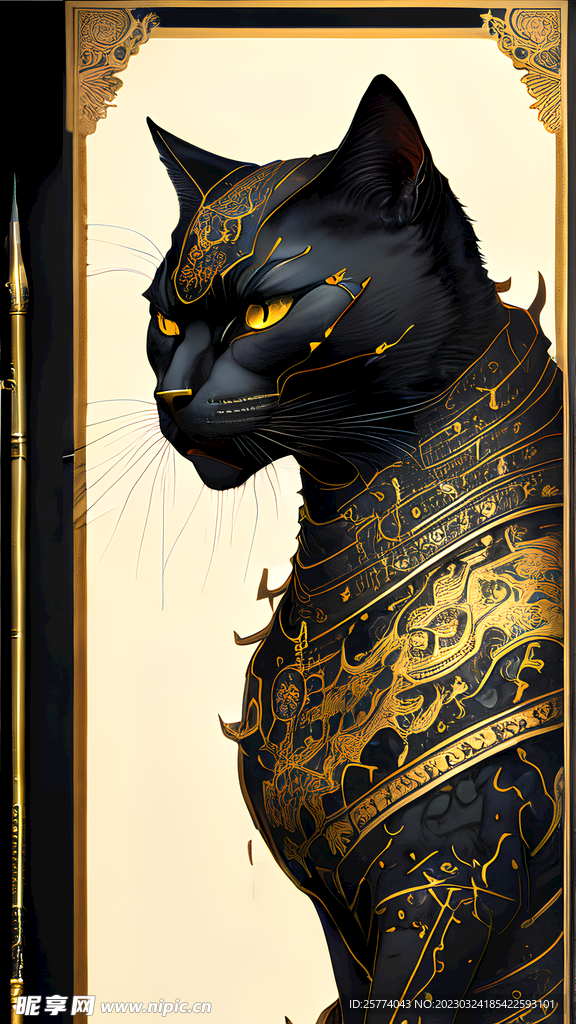 机甲黑猫插画
