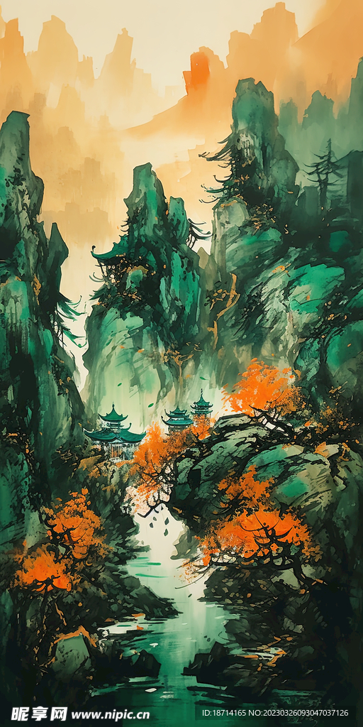 彩墨山水画