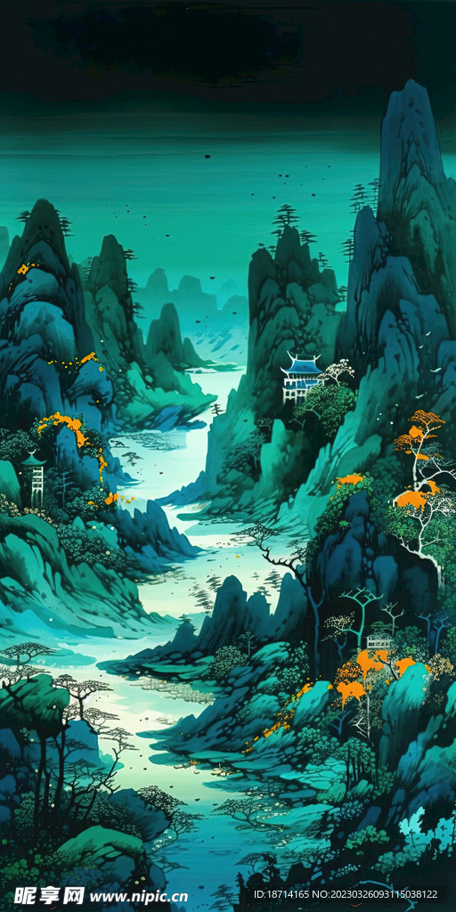 彩墨山水画