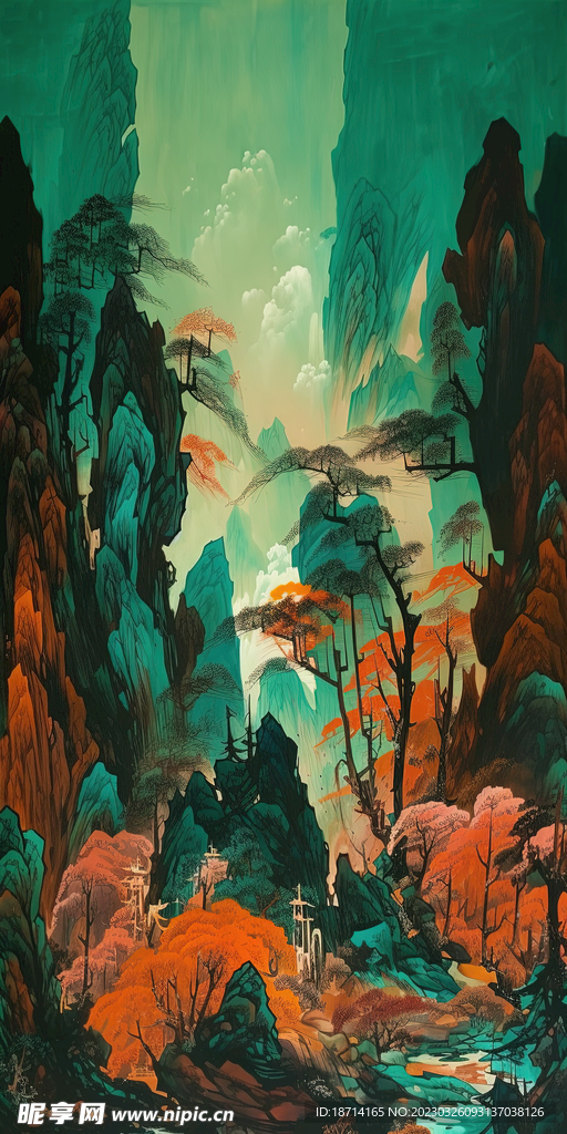 彩墨山水画