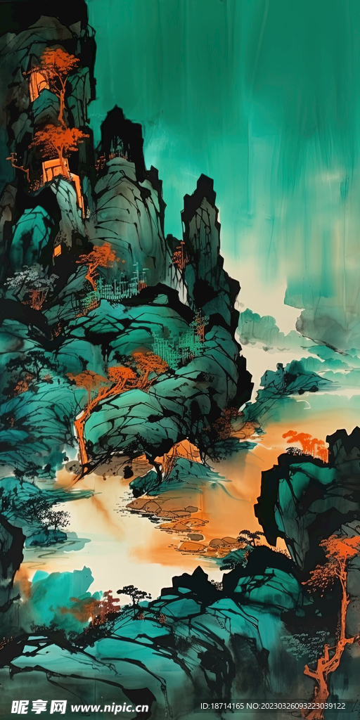 彩墨山水画