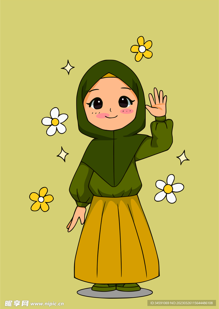 戴头巾的小姑娘