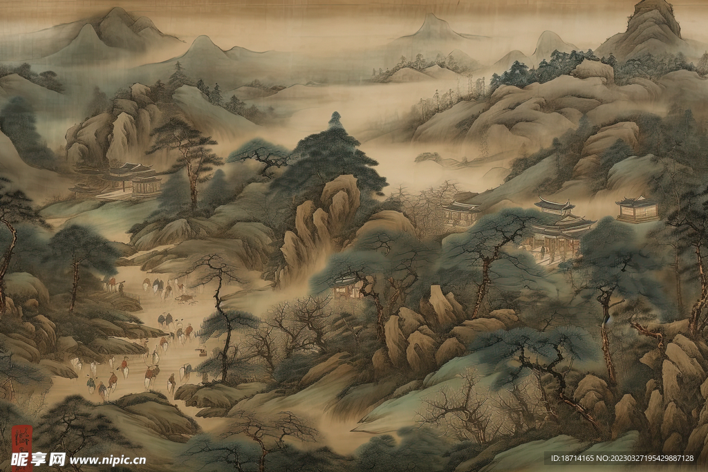 国画山村