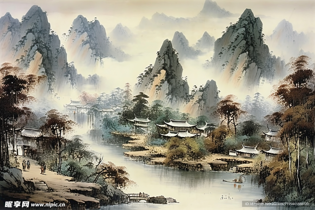 国画山村