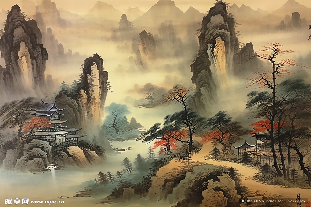 国画山村
