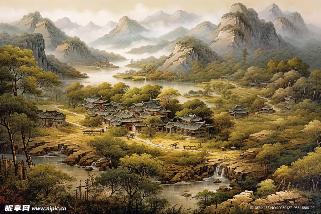 国画山村