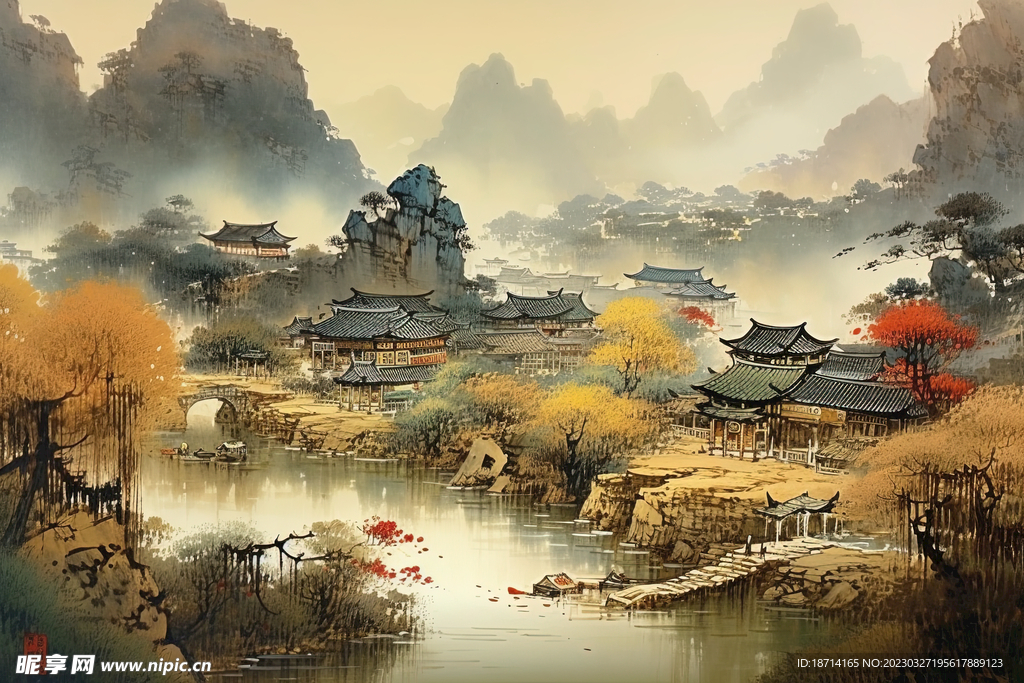 国画山村