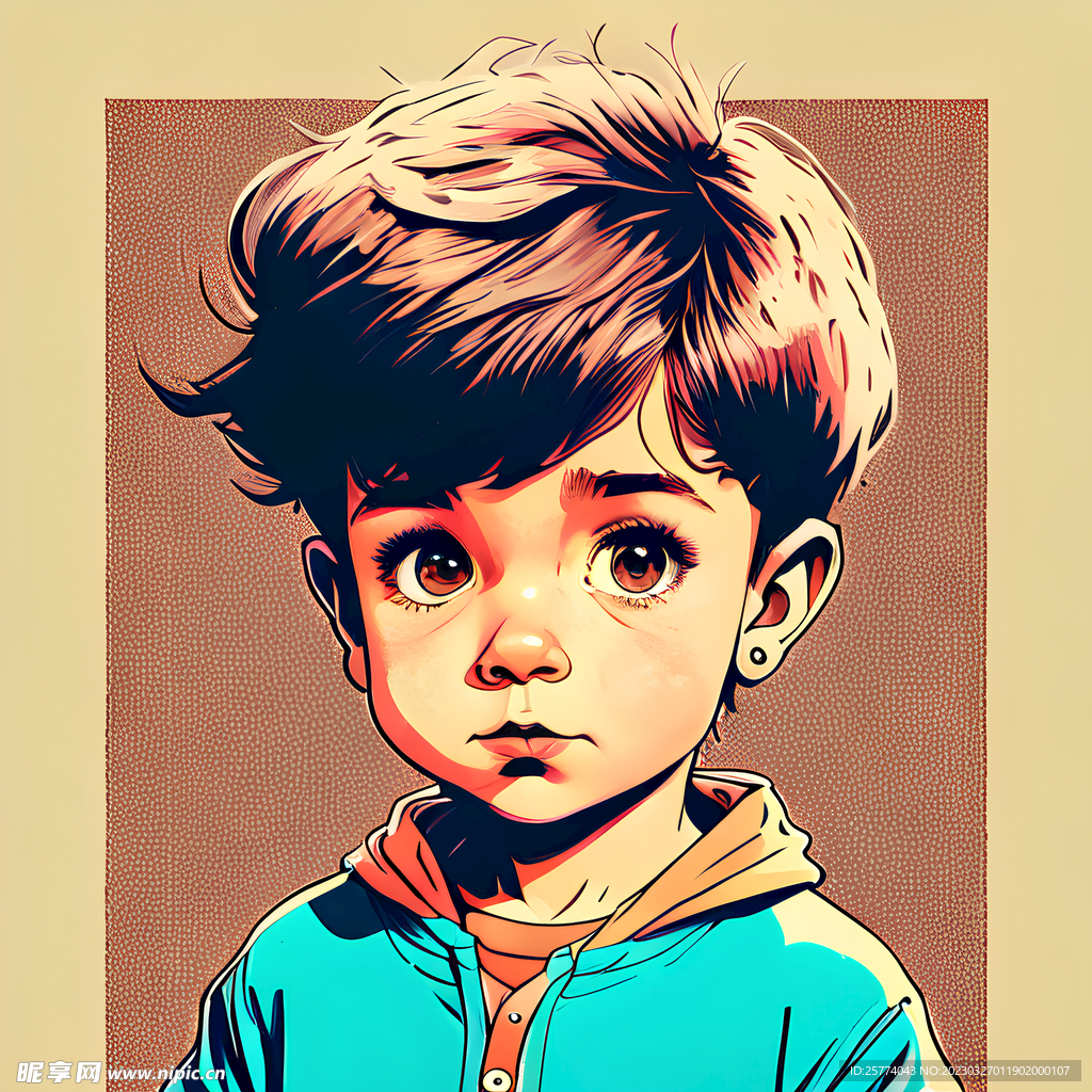 小男孩插画