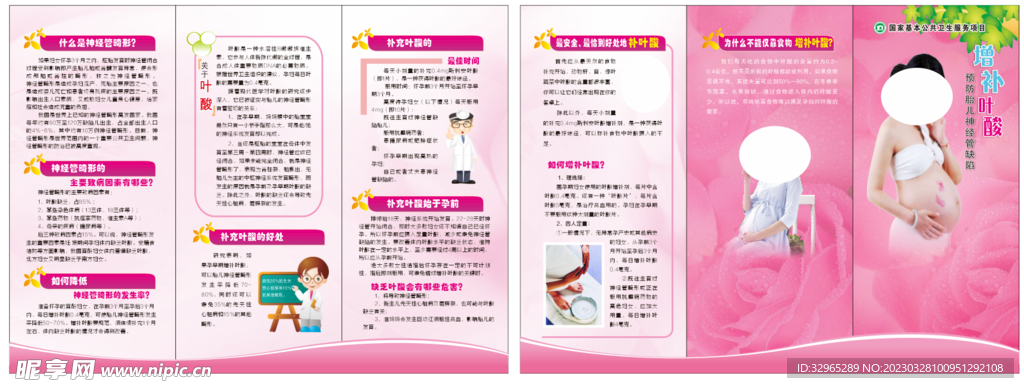 补叶酸预防神经管缺陷三折页