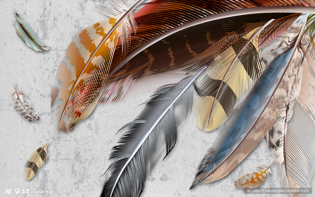唯美羽毛时尚背景装饰画
