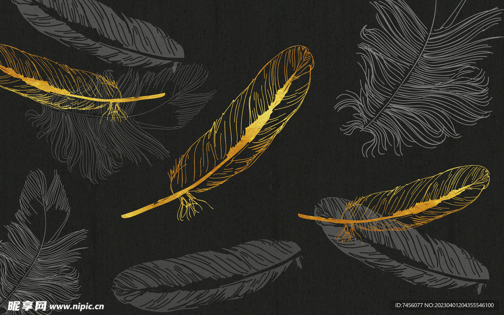 轻奢唯美羽毛高清背景装饰画