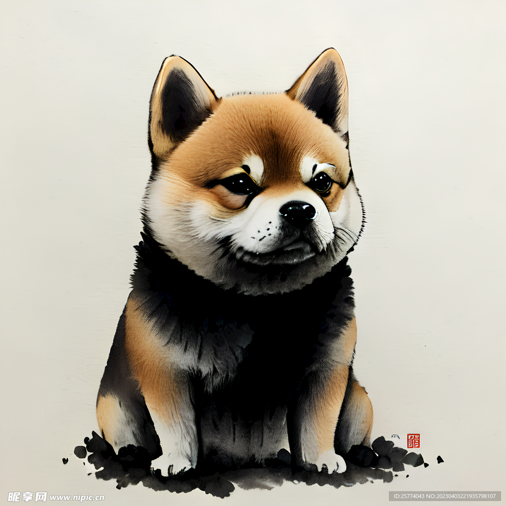 国风插画狗