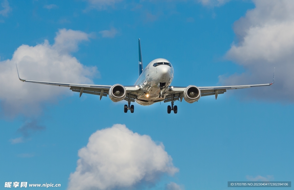 仰拍空中大飞机飞行