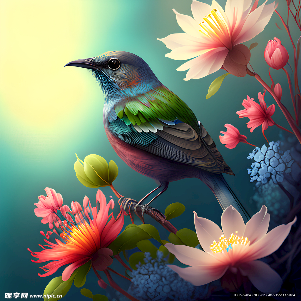 春天花鸟