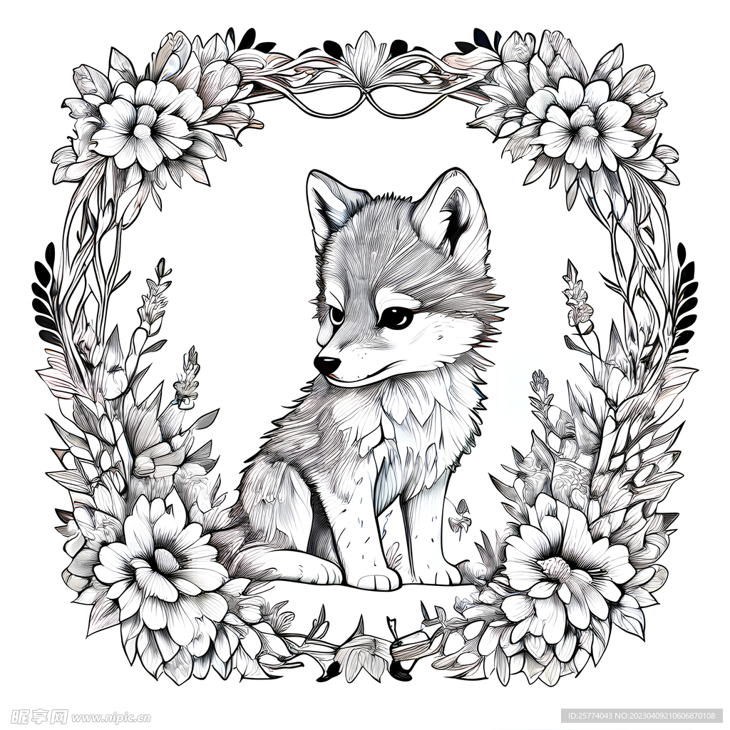 小狼插画