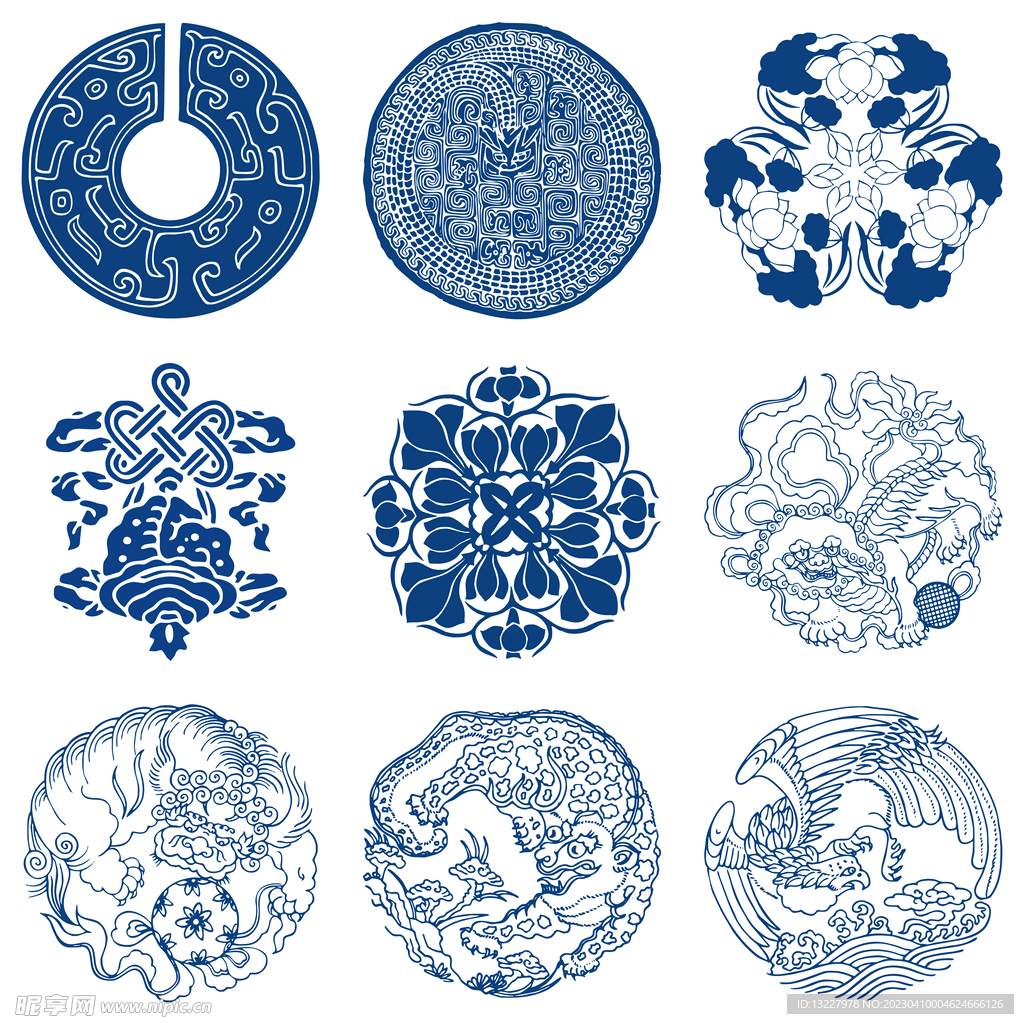 青花古典图案  