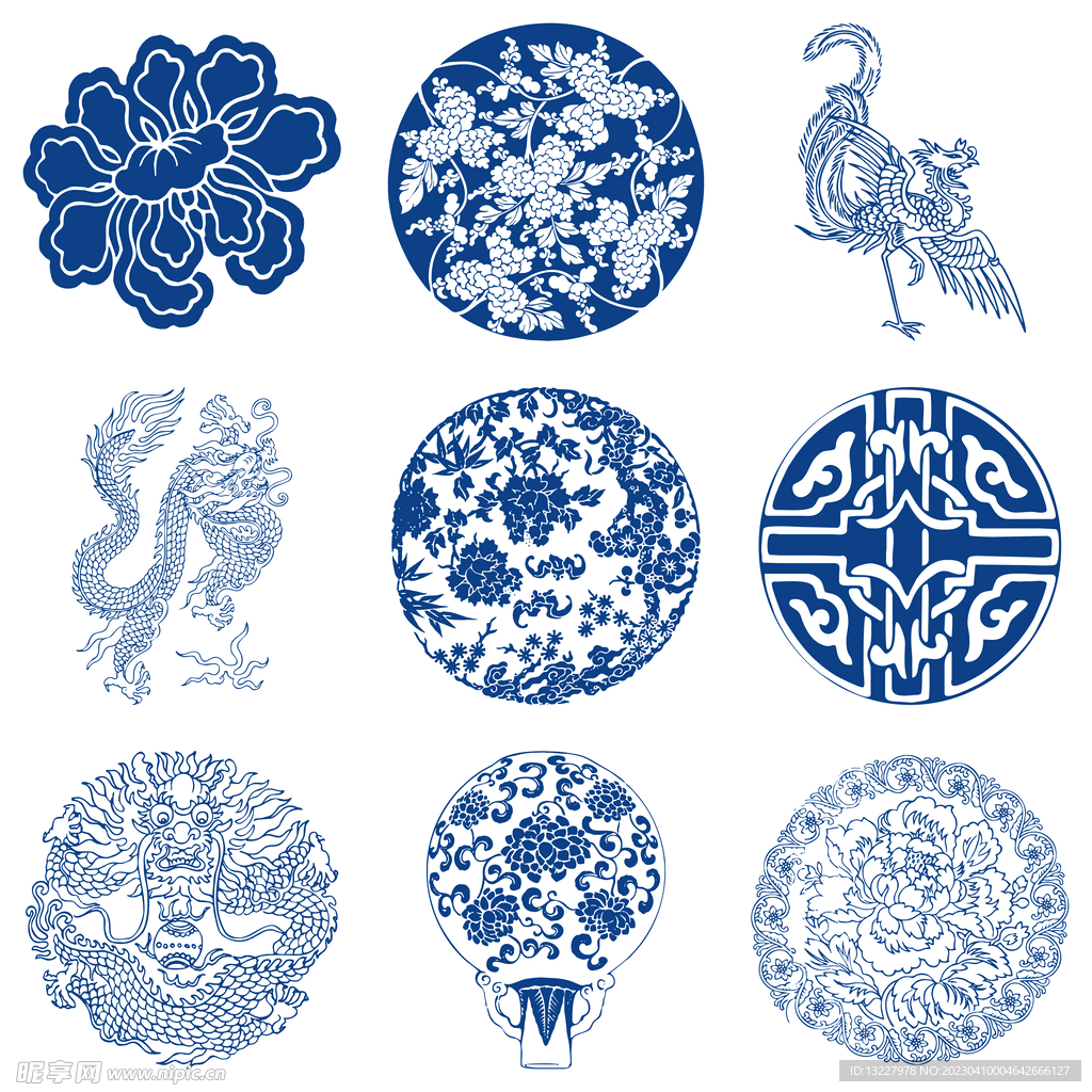 青花古典图案  