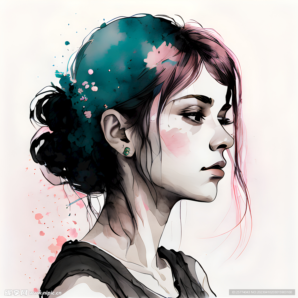 美女头像插画