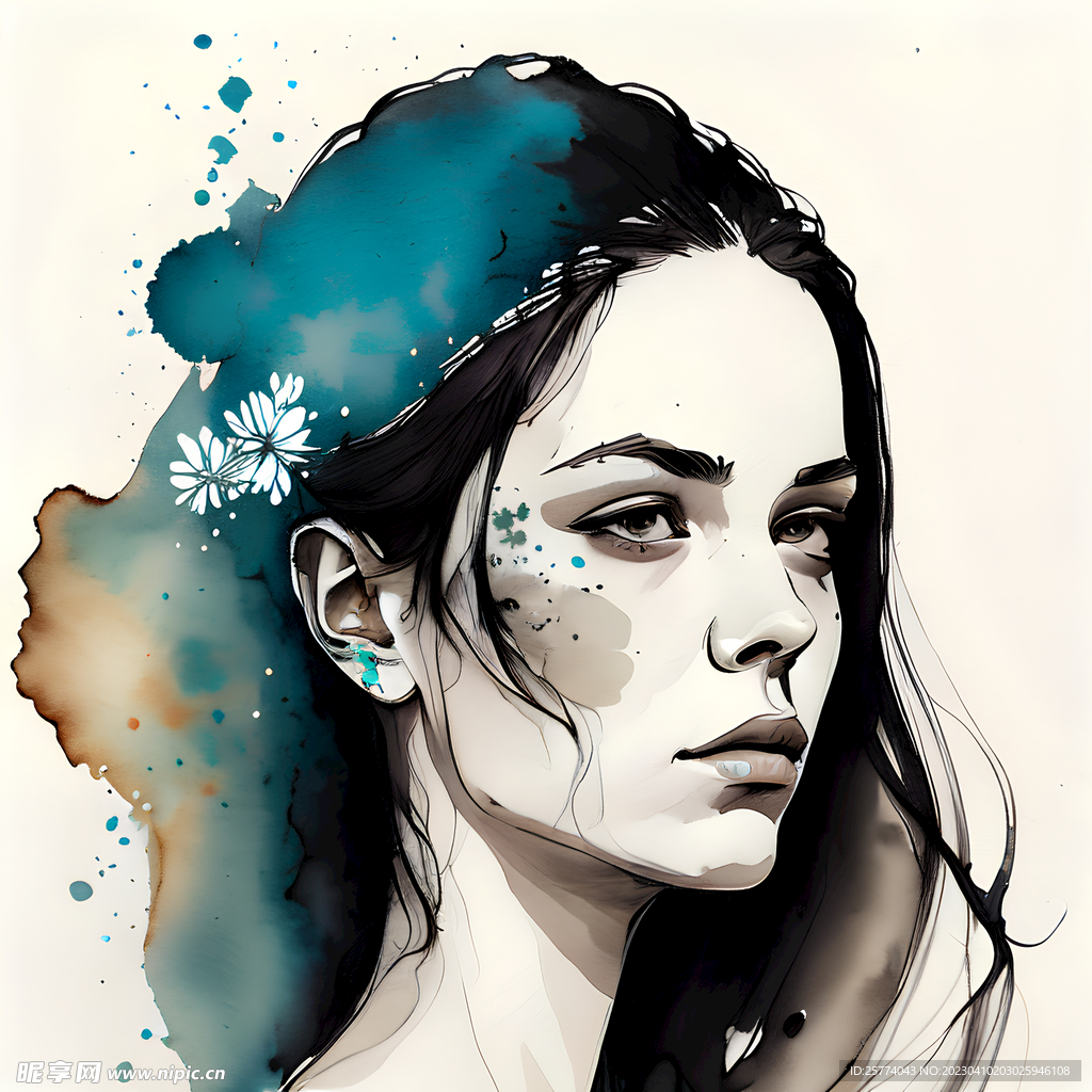 美女头像插画