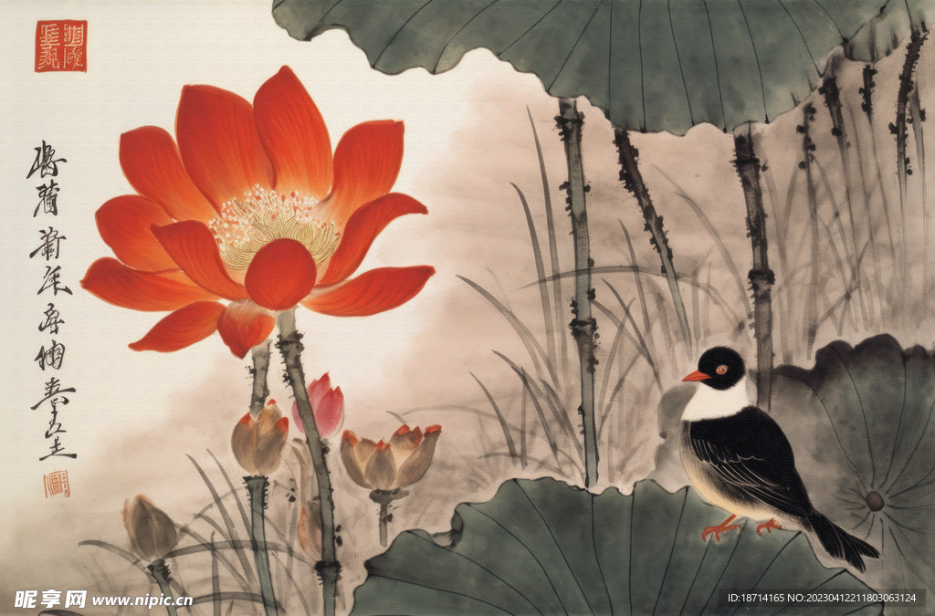 花鸟相映