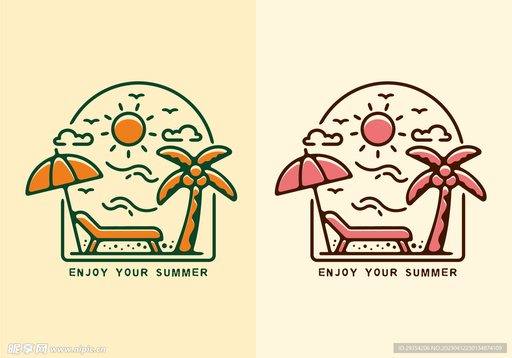 夏日海滩沙滩插画 图片