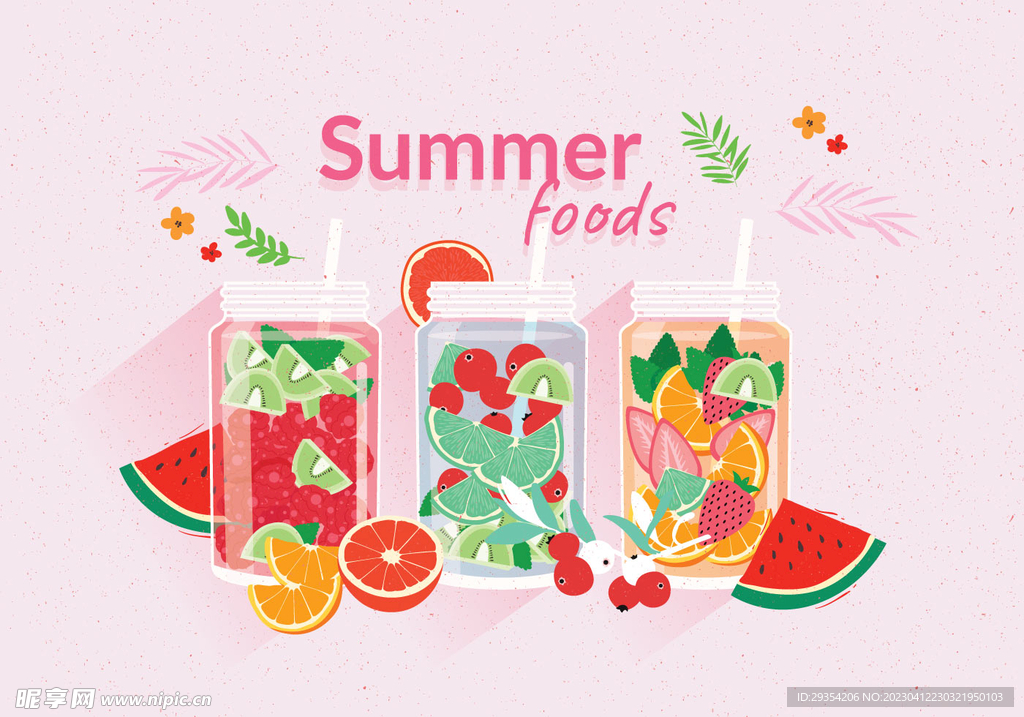 夏日元素插画图片