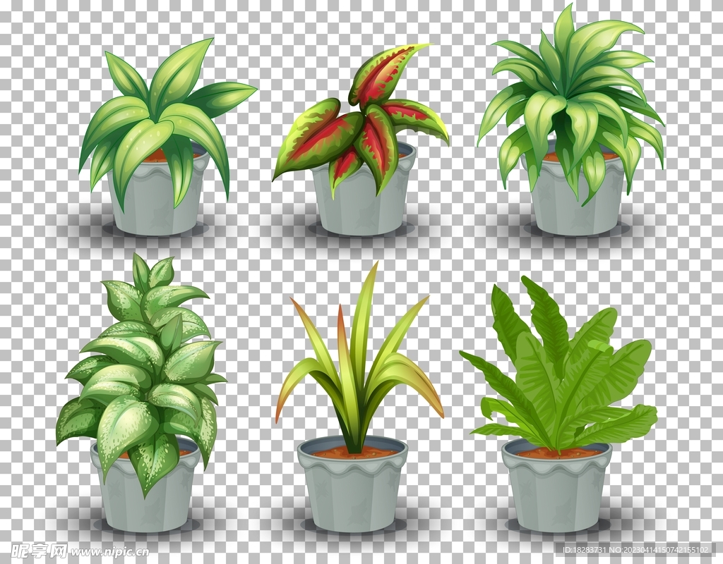 绿色卡通盆栽绿植素材