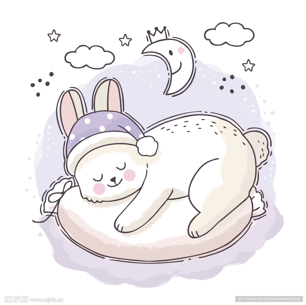 睡觉兔子插画