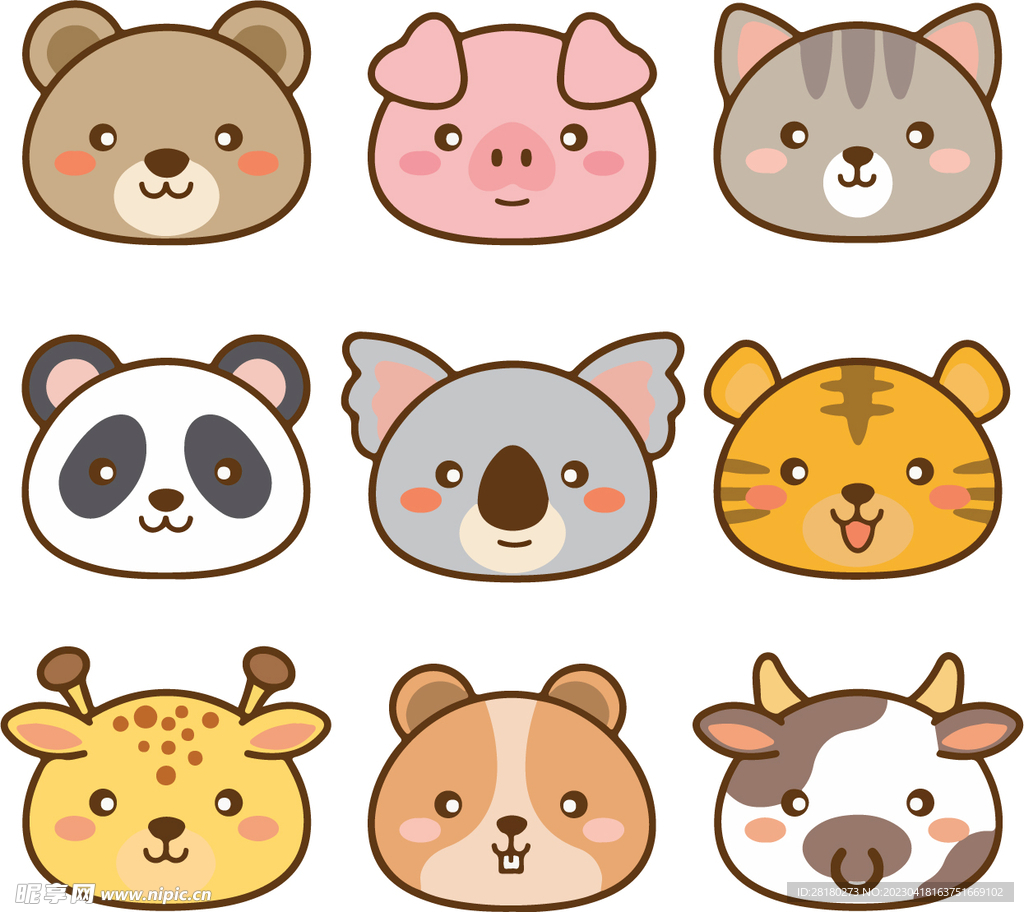 卡通小动物头像