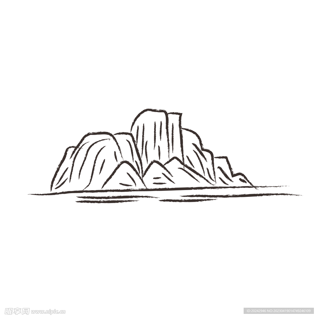 山水线稿 