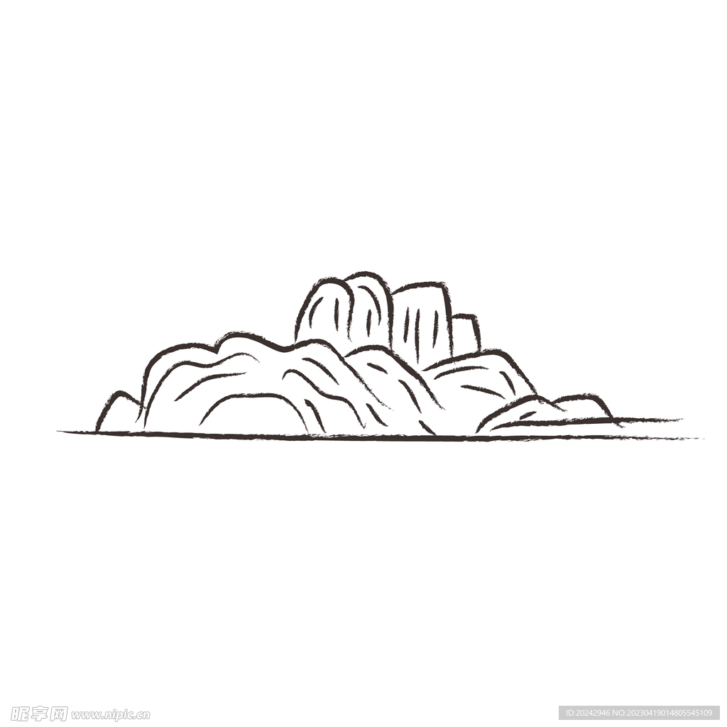 山水线稿  