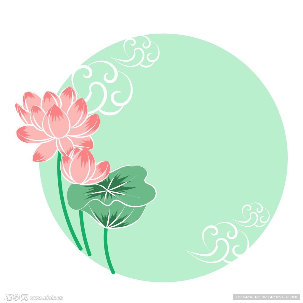 荷花边框 