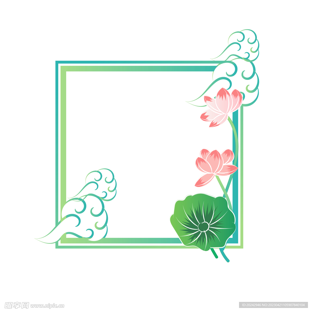 荷花边框 
