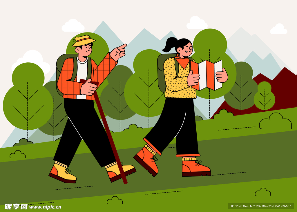 旅行人物插画