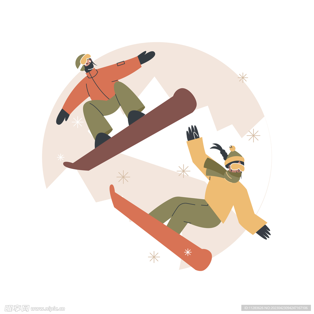 滑雪插画
