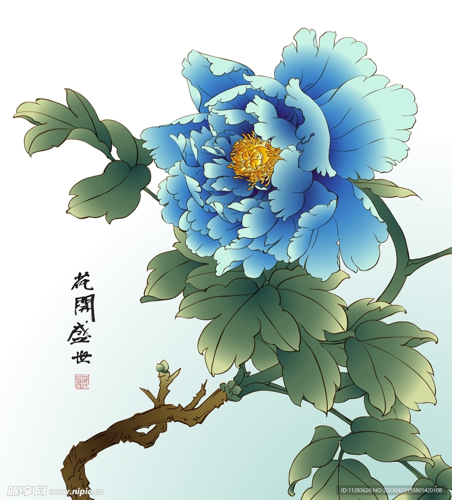 牡丹工笔画