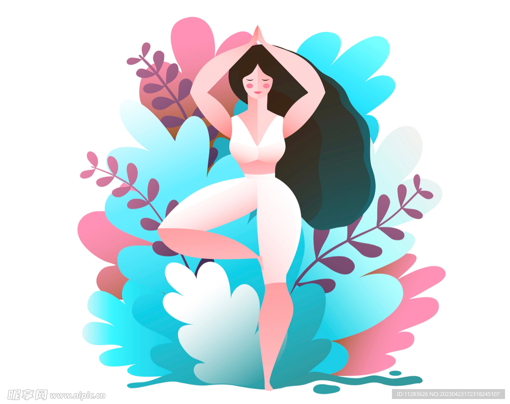 瑜伽女性插画
