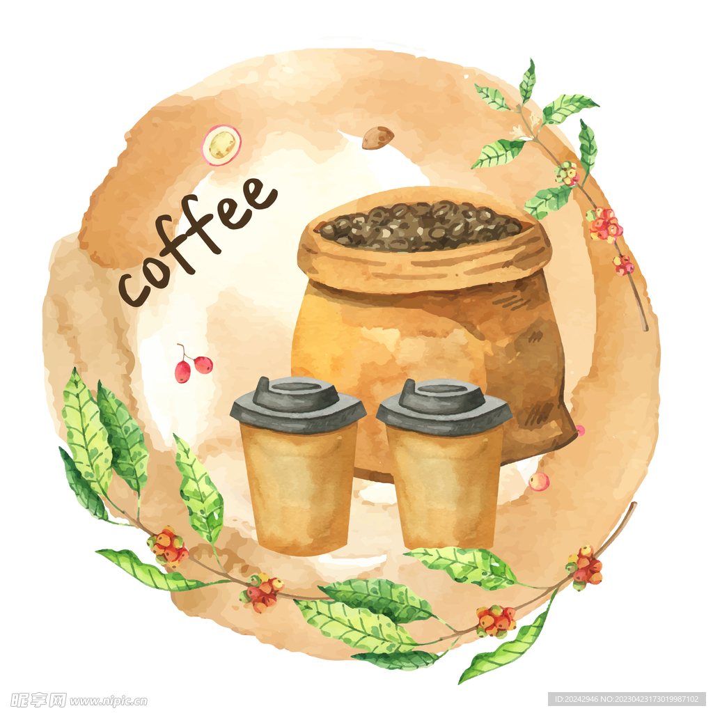 咖啡种植插画  