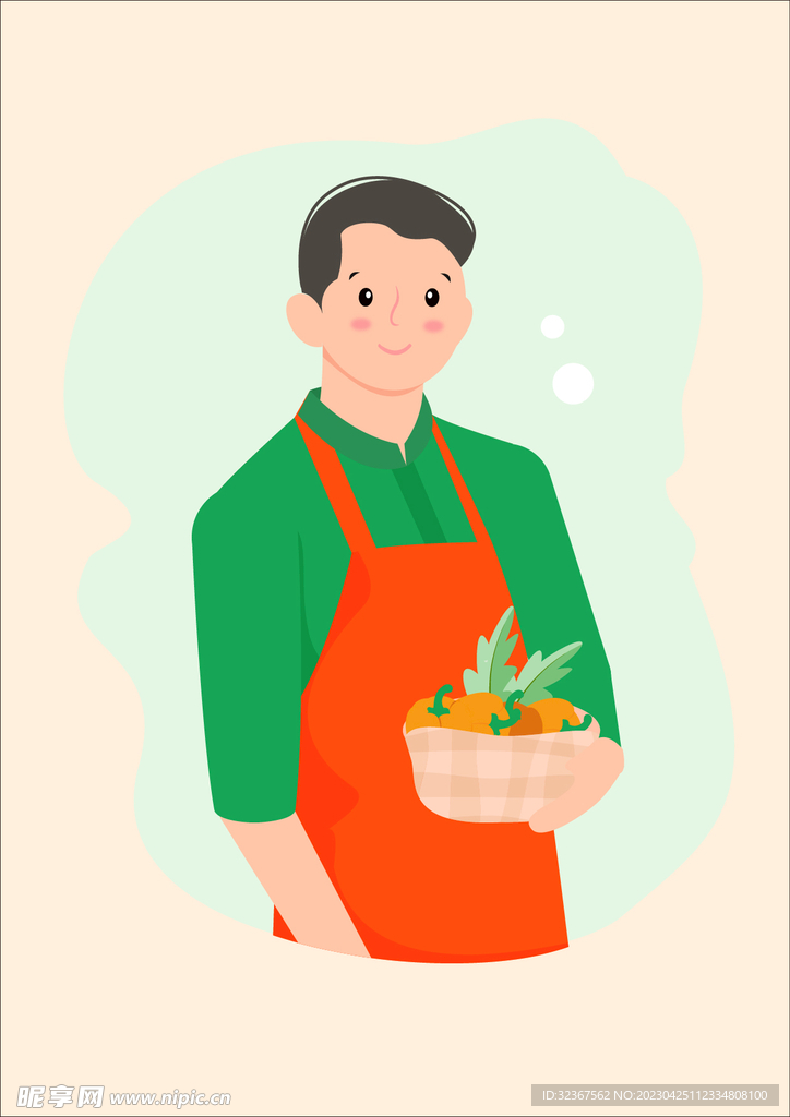 男士 手捧蔬菜