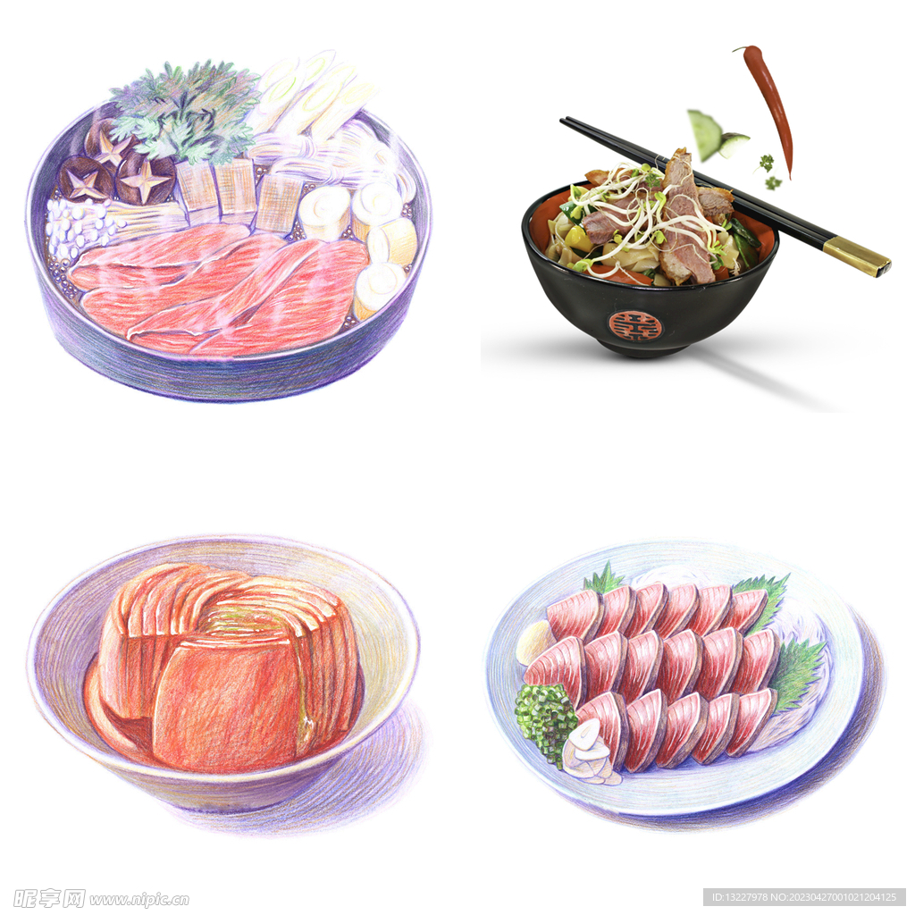 手绘卡通川菜背景素材