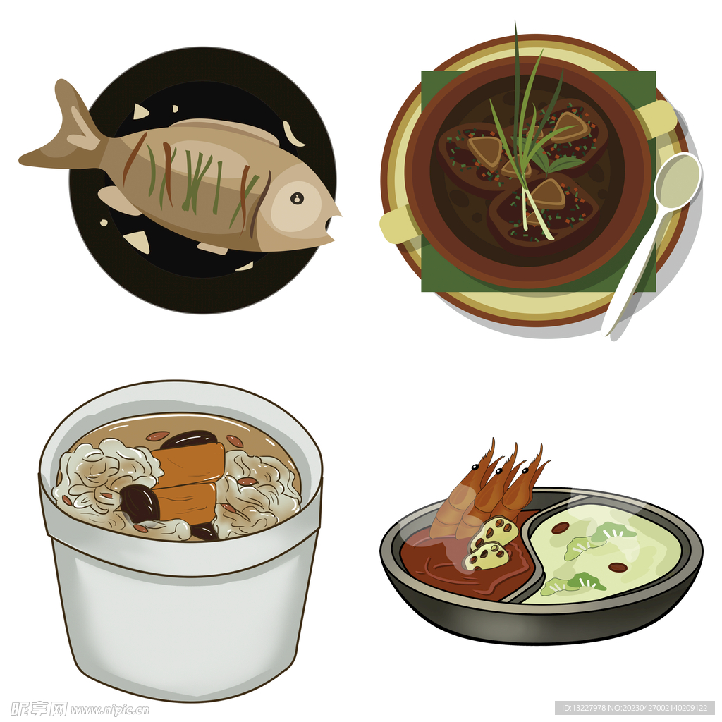 手绘卡通川菜背景素材